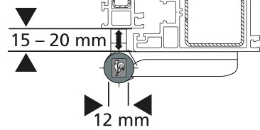 Schnittzeichnung Aufdeckbereich I - Für sehr schmale Rahmen - KT-EV